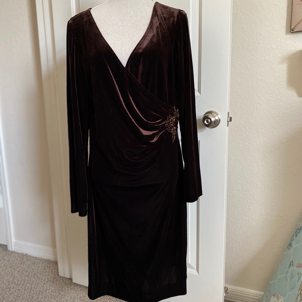 Dark Brown Midi Dress Size 16